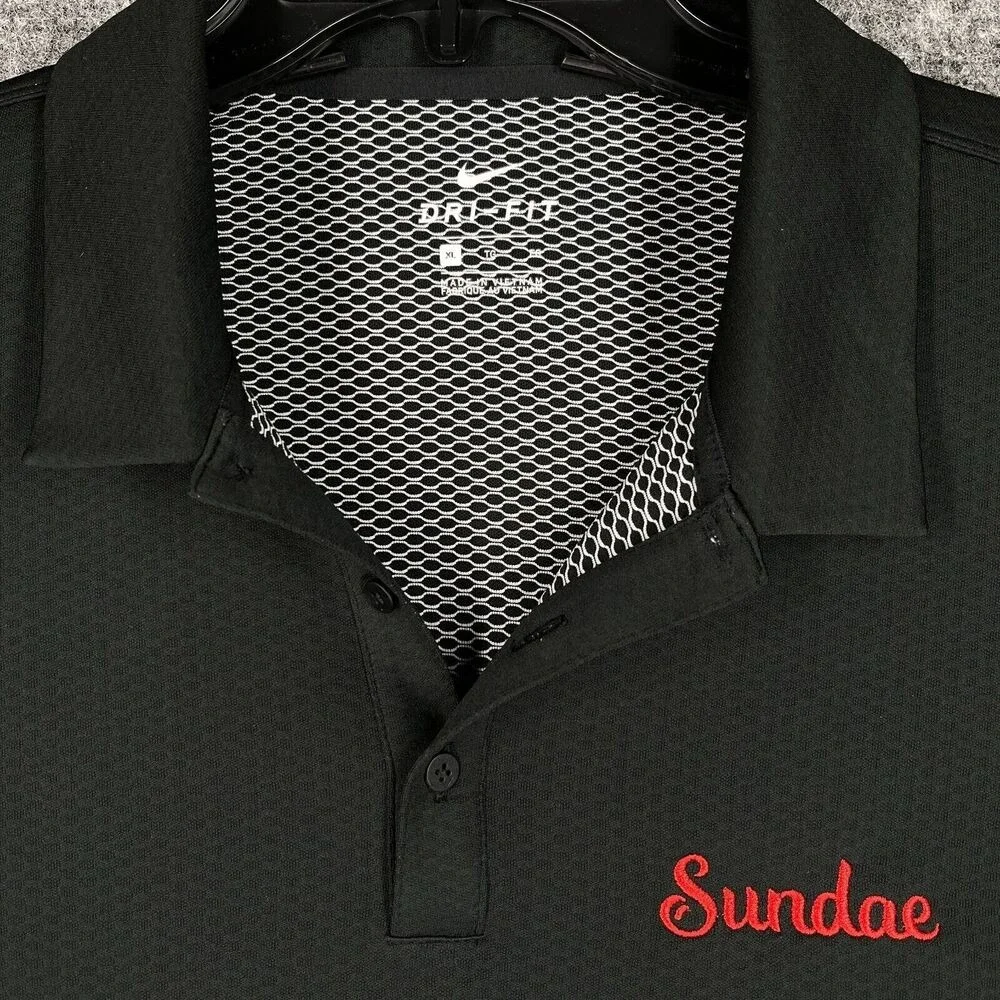 Nike Shirt Mens XL Black Polo Dry-Fit Casual Golf Rugby Clubhouse‎ Preppy